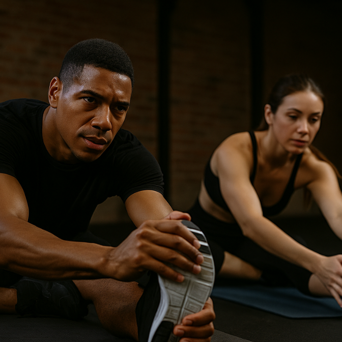 man and woman training together during healthshift mobility and movement session